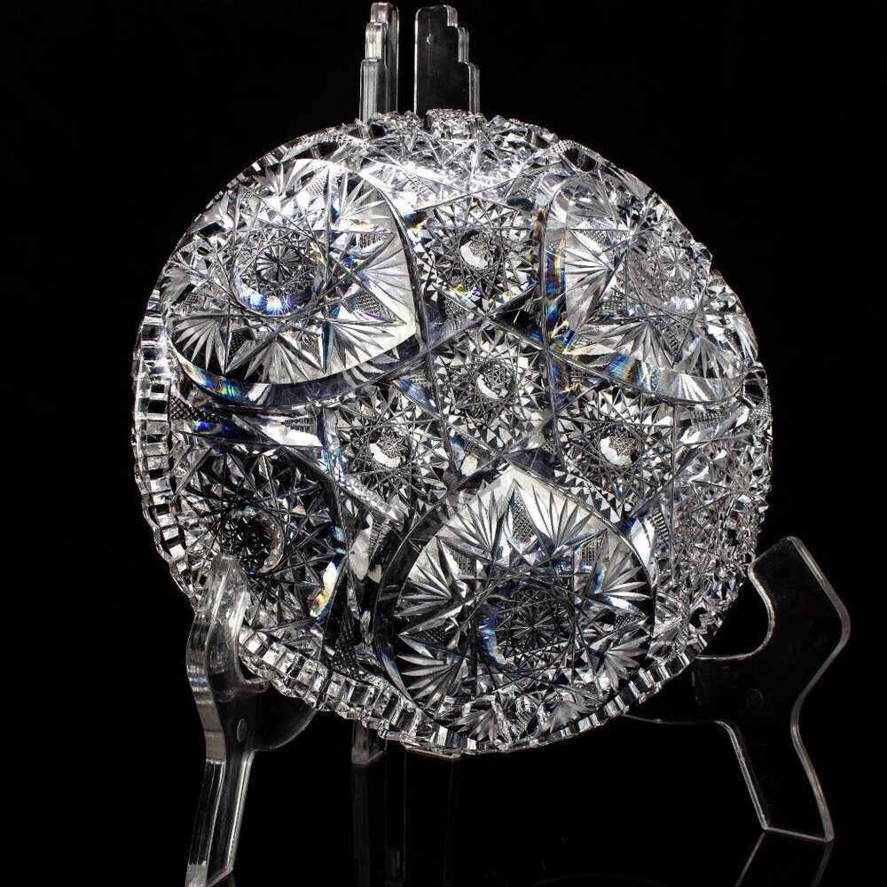 AMERICA Brilliant Crystal Nappy Bowl | Beautiful Intricate Pattern | Excellent - Picture 5 of 9